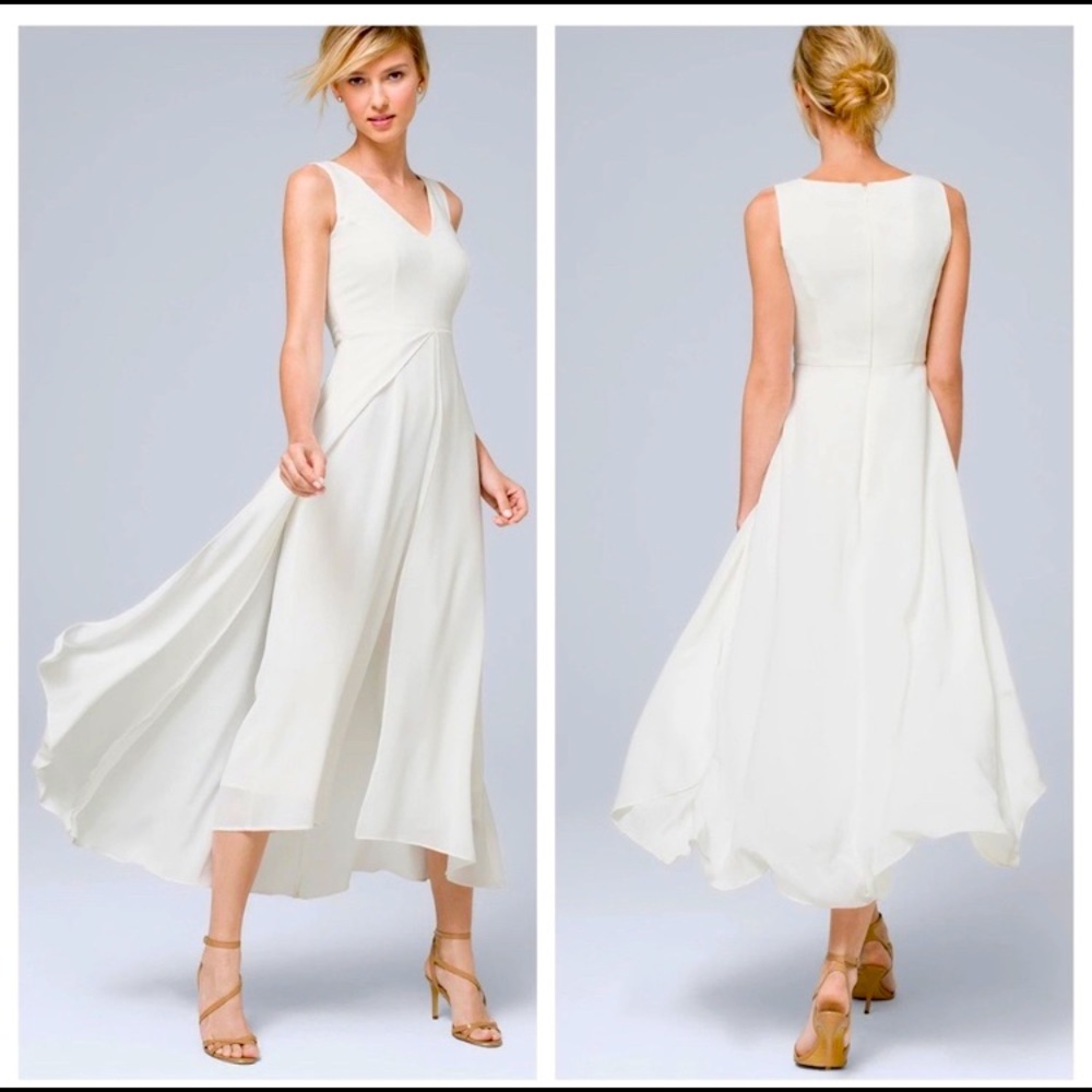 White House black market white overlay jumpsuit